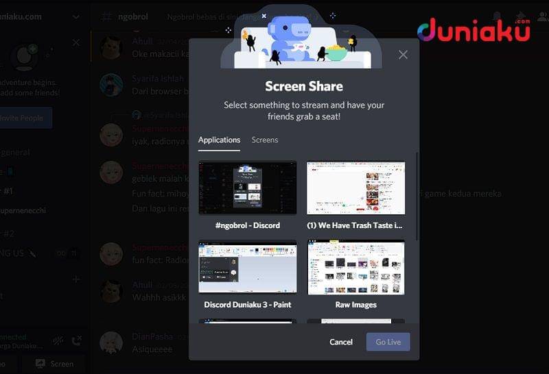 Pilihan live streaming Discord. duniaku.com/Adhitya Daniel