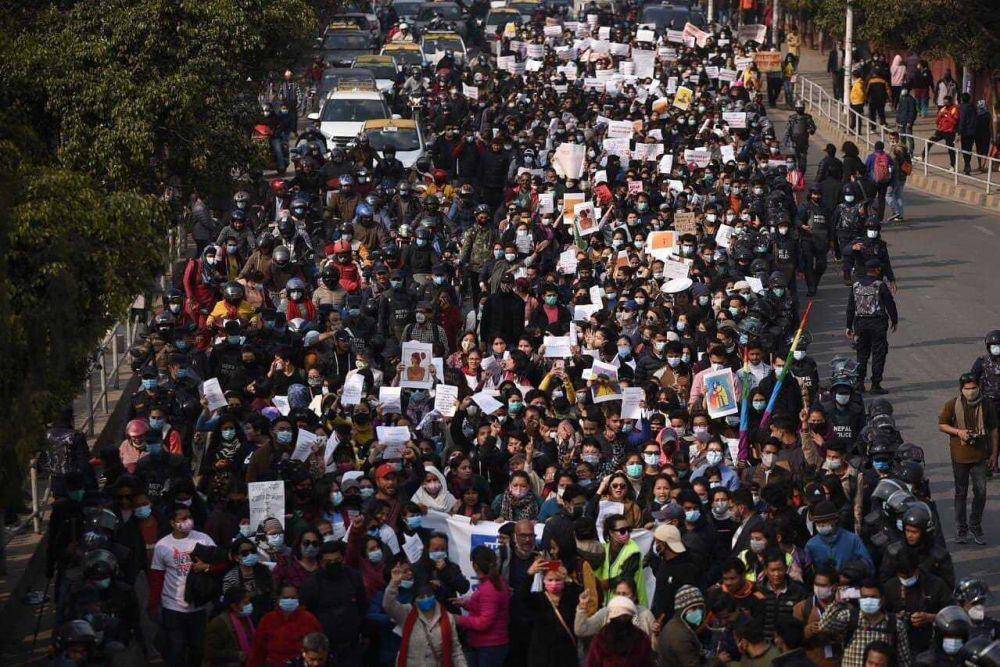 Protes menuntut diakhirinya kekerasan dan diskriminasi perempuan di Nepal. (Twitter.com/Reeta Pariyar)