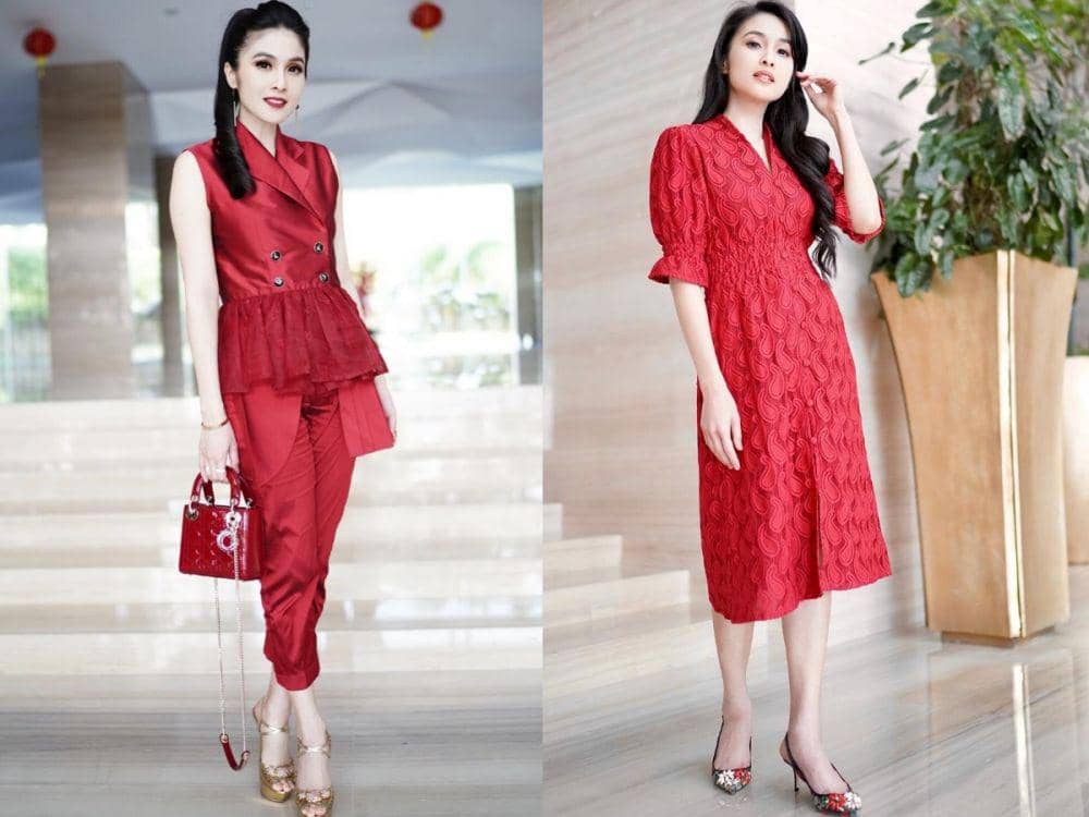 Masih Bernuansa Imlek, Ini 9 Potret Sandra Dewi dengan Outfit Merah