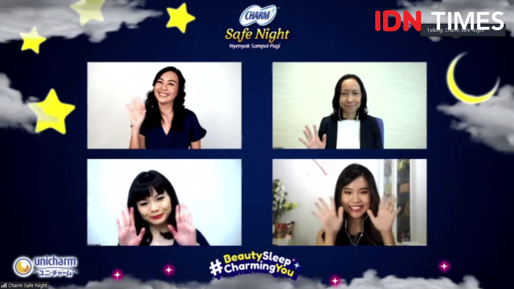 Seluruh narasumber berfoto bersama dalam acara Charm Safe Night Online Talkshow: ‘Gak Takut Bocor, Tidur Lelap Untuk Kulit Wajah Cerah’. 19 Februari 2021. IDN Times/M. Tarmizi Murdianto