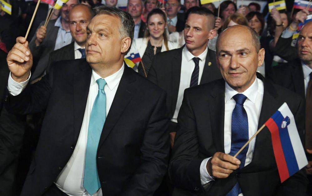 PM Hungaria, Viktor Orban dan PM Slovenia Janez Jansa. twitter.com/GoodwinMJ/