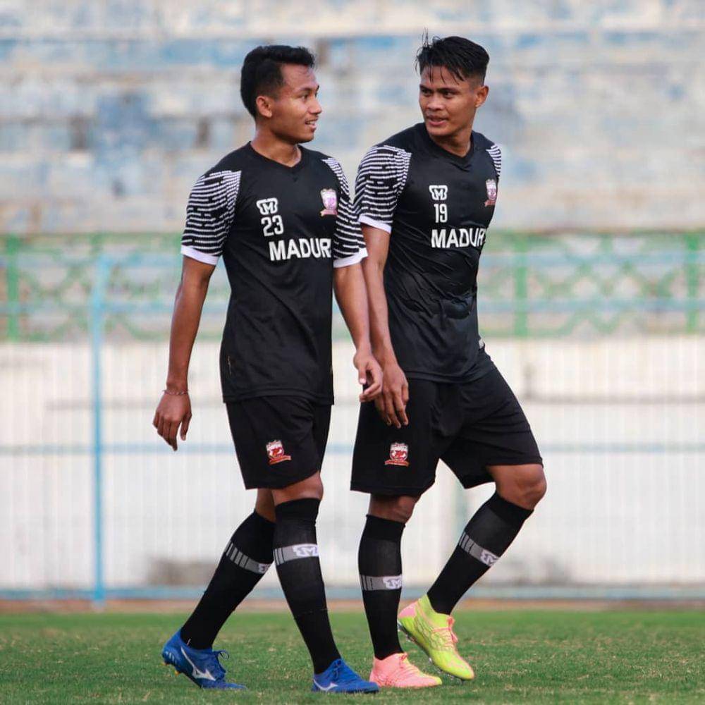 Fachrudin Aryanto saat berlatih bersama Madura United beberapa waktu lalu. Instagram/maduraunited.fc