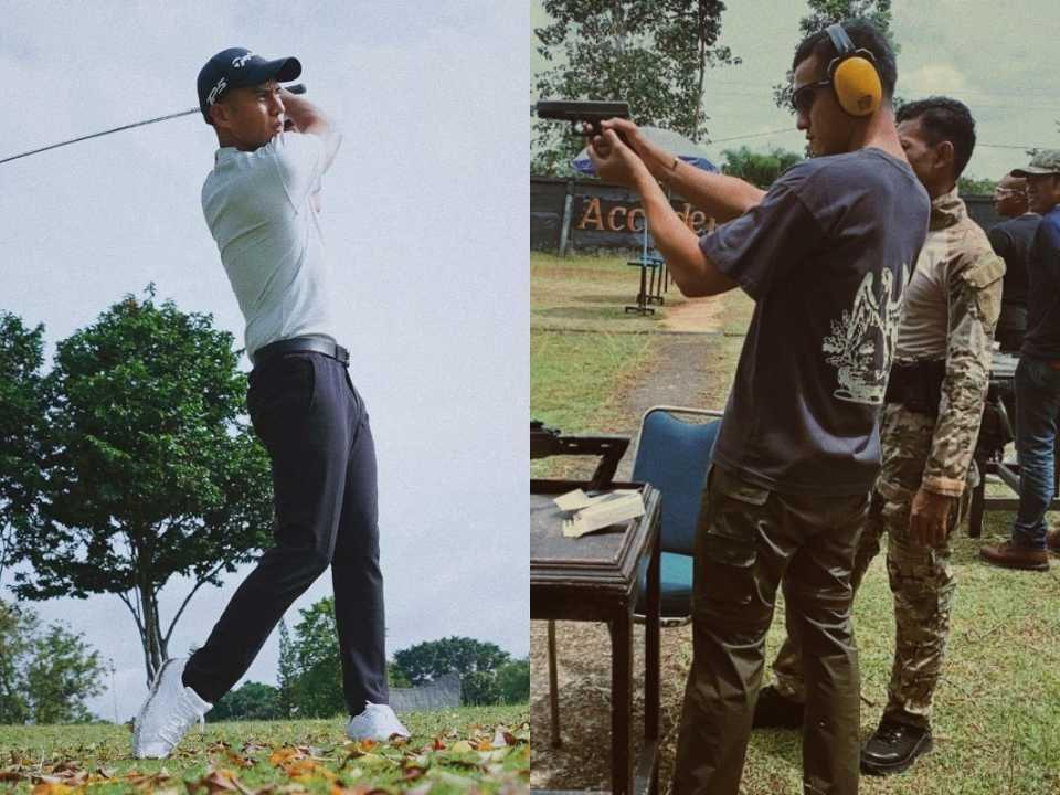 10 Potret Gagah Herjunot Ali Bermain Golf dan Latihan Menembak