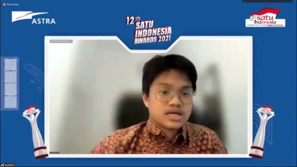 Arya Ananda Indrajaya Lukmana, salah satu penerima apresiasi SATU Indonesia Awards 2020 dalam acara kick-off 12th SATU Indonesia Awards 2021. 2 Maret 2021. IDN Times/M. Tarmizi Murdianto