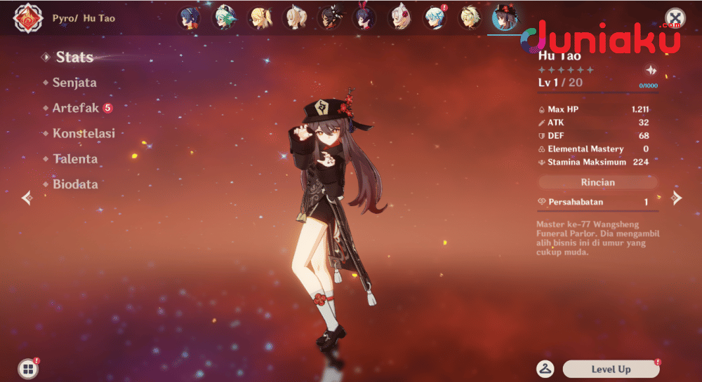 Base character Hu Tao. duniaku.com/Adhitya Daniel