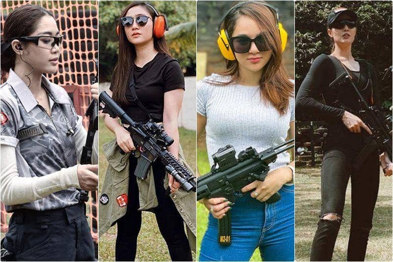 9 Potret Artis Wanita Saat Berlatih Menembak, Gahar Pegang Senjata!