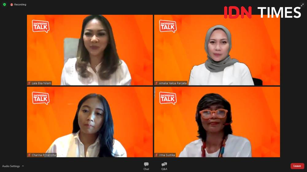 Acara ShopeePay Talk dengan tajuk "Kiprah Sukses Para Perempuan Hebat di Balik Bisnis & Industri". 17 Maret 2021. IDN Times/M. Tarmizi Murdianto
