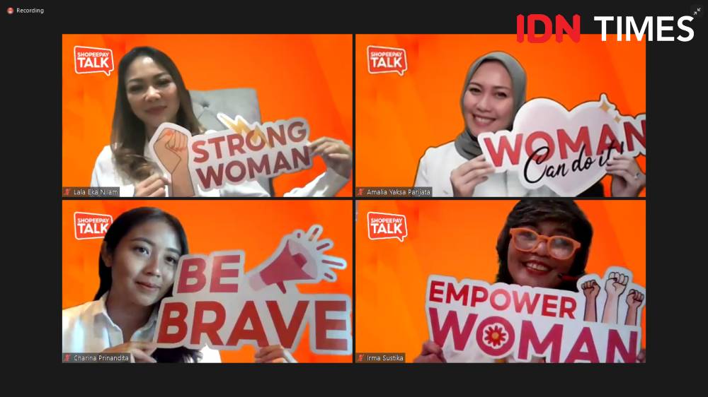 Acara ShopeePay Talk dengan tajuk "Kiprah Sukses Para Perempuan Hebat di Balik Bisnis & Industri". 17 Maret 2021. IDN Times/M. Tarmizi Murdianto