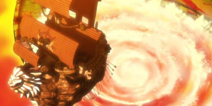 Kapal Shiki yang bisa terbang. (Toei Animation/One Piece)