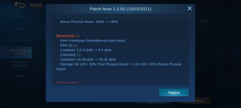 7 Hero Overpowered yang Terkena Nerf di Update Patch 1.5.62