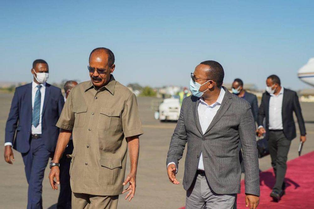 PM Ethiopia berkunjung dan disambut oleh Presiden Eritrea. (Twitter.com/Abdinasir Shukri)