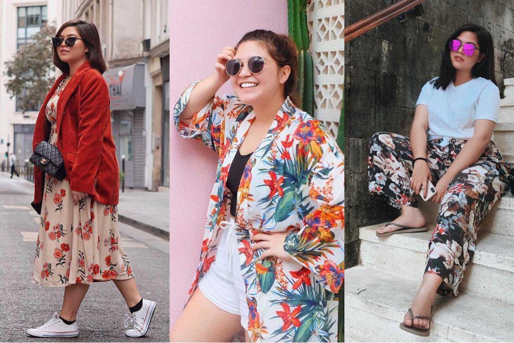 10 Inspirasi Mix and Match Outfit Motif Floral ala Sarah Ayu, Menawan!