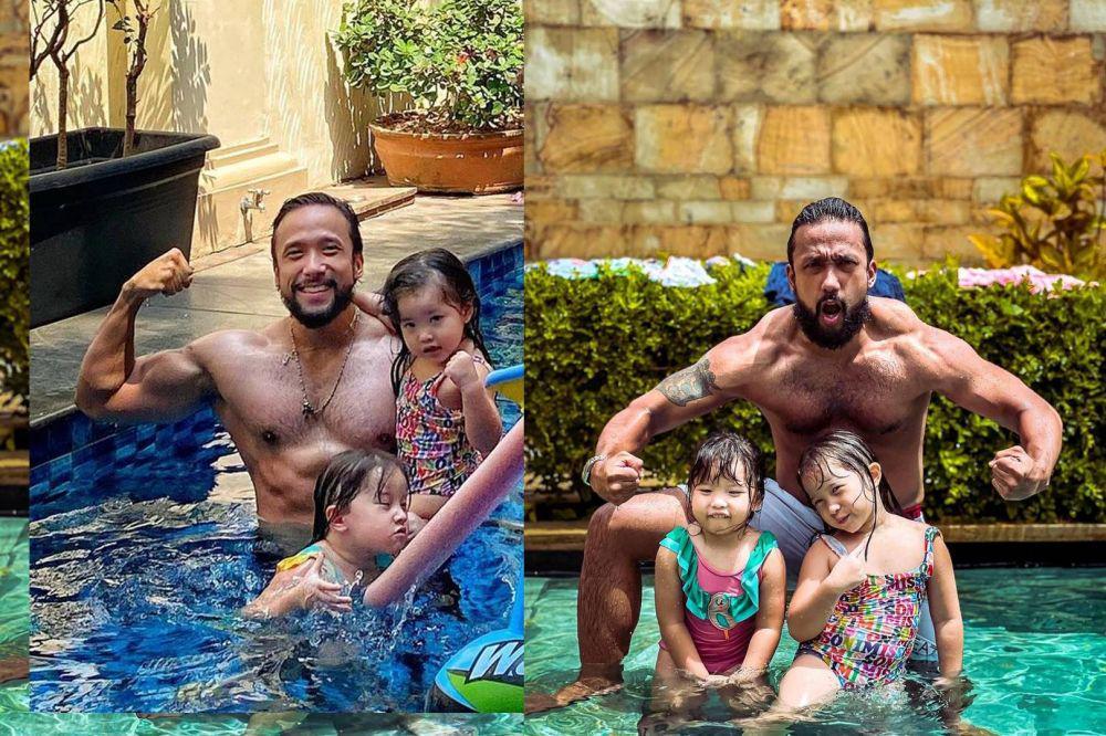 Papa Hot, 9 Potret Maruli Tampubolon Asuh Anak Sambil Pamer Otot Gede