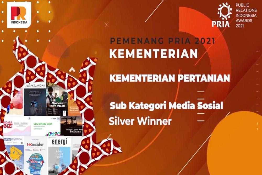 Kelola dengan Baik, Medsos Kementan Raih Penghargaan di Ajang PRIA 2021
