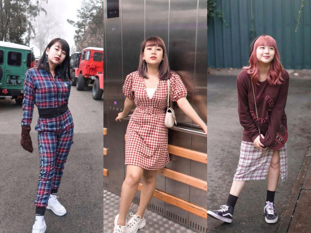 Kece Abis, 10 Ide Mix and Match Outfit Kotak-kotak ala Ghea Indrawari