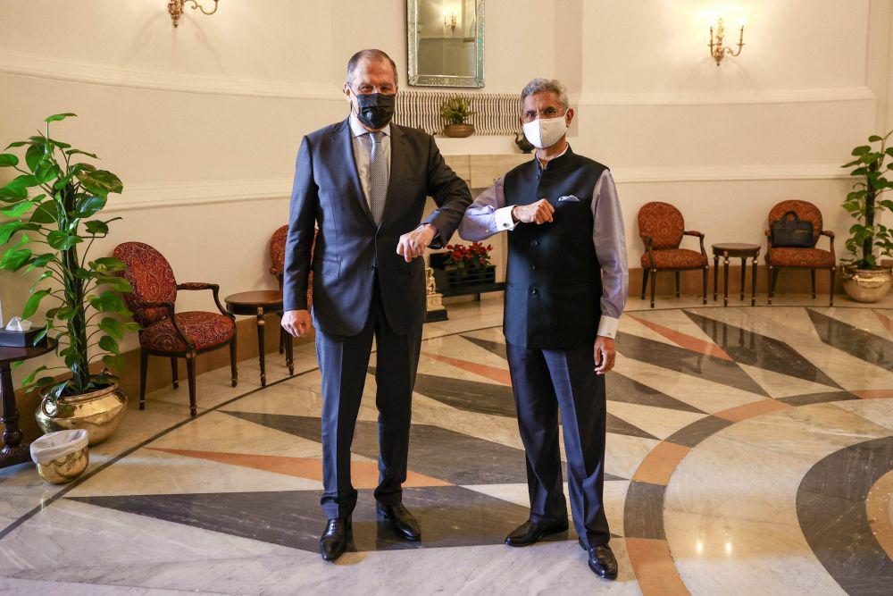 Menteri Luar Negeri Rusia, Sergey Lavrov, dan Menteri Luar Negeri India, Subrahmanyam Jaishankar, bertemu di Kota New Delhi, India, pada 6 April 2021. twitter.com/mfa_russia