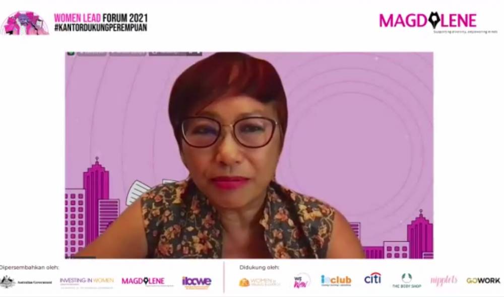 Executive Chairperson and Owner  The Body Shop Indonesia Suzy Hutomo dalam Women Lead Forum 2021 oleh Magdalene. Rabu (07/04/2021). IDN Times/ Fajar Laksmita
