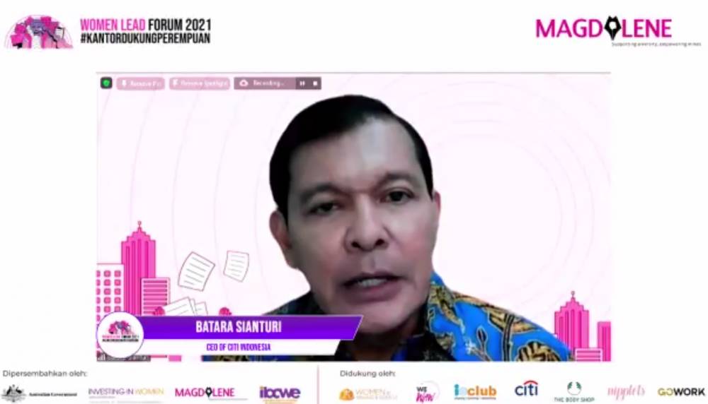 CEO Citi Indonesia Batara Sianturi dalam Women Lead Forum 2021 oleh Magdalene. Rabu (07/04/2021). IDN Times/ Fajar Laksmita