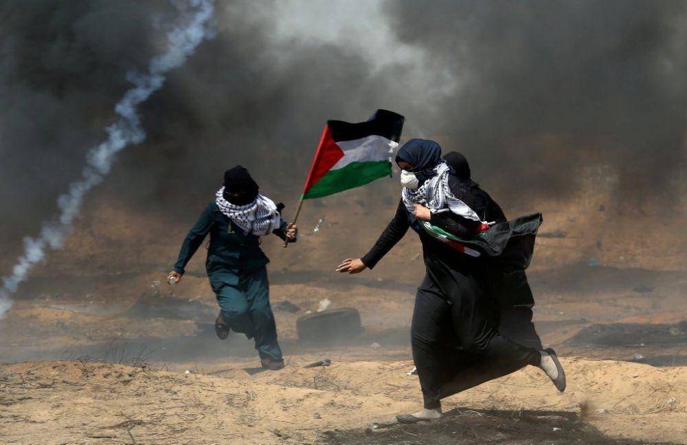 Protes Palestina terhadap pembukaan Kedutaan Besar AS di Yerusalem. (Twitter.com/moonlitcemetery)