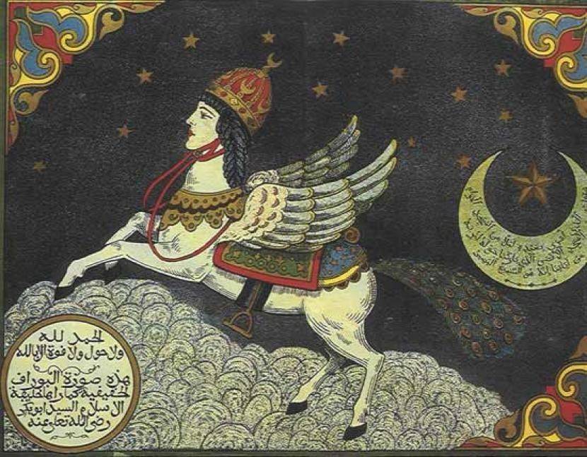 ilustrasi buraq yang dibuat di Mughal (wikimedia.org)
