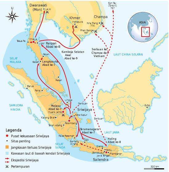 Wilayah kekuasaan kerajaan Sriwijaya (Istimewa)