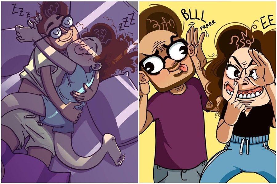 10 Ilustrasi Manisnya Kehidupan Pasutri, Saling Berbagi Kekonyolan!