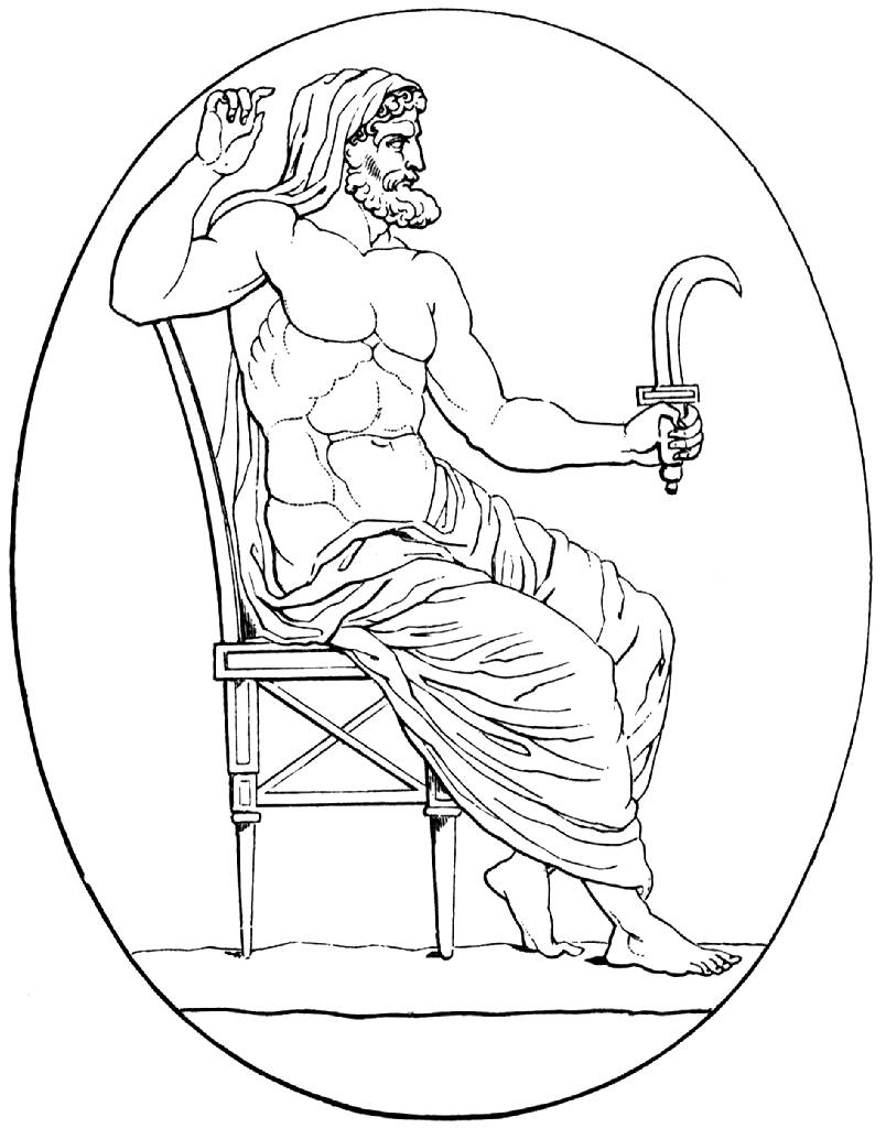 Kronos dengan pisau sabit khasnya (1874) (wikimedia.org)