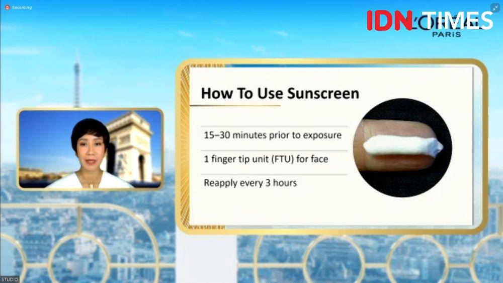 dr. Litya Ayu Kanya Anindya. Sp. KK, FINS DV dalam Konferensi Pers Virtual Peluncuran L’Oreal Paris UV Defender Step Into The Light. Kamis (15/04/2021). IDN Times/Rifdah Jihan
