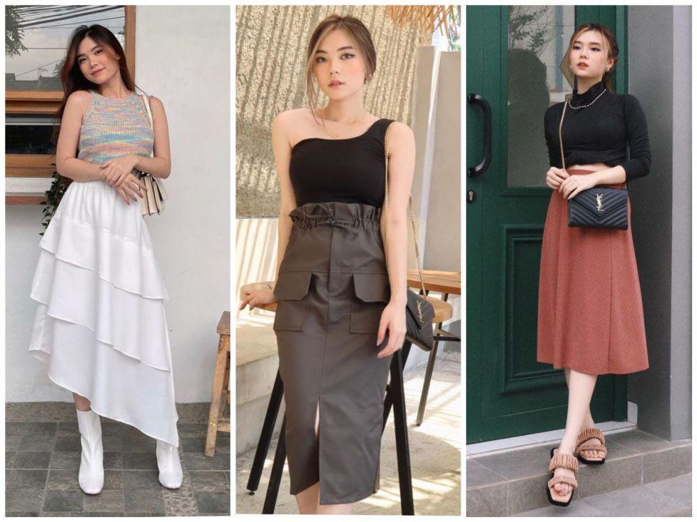 10 Ide Mix and Match Skirt ala Carinda Lius, Minimalis dan Casual