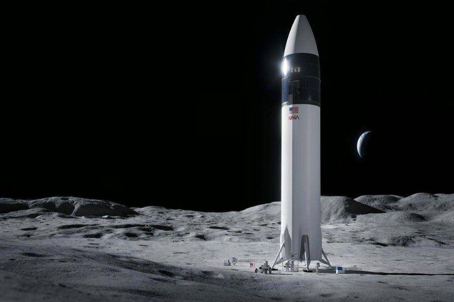 ilustrasi NASA dan SpaceX yang berhasil mendarat di Bulan (instagram.com/SpaceX)