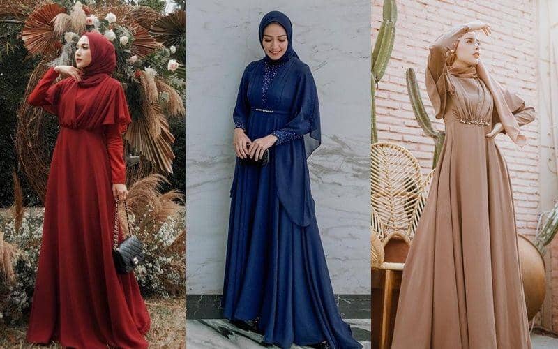 9 Inspirasi Cape Sleeve Dress dengan Hijab, Anggun bak Bidadari