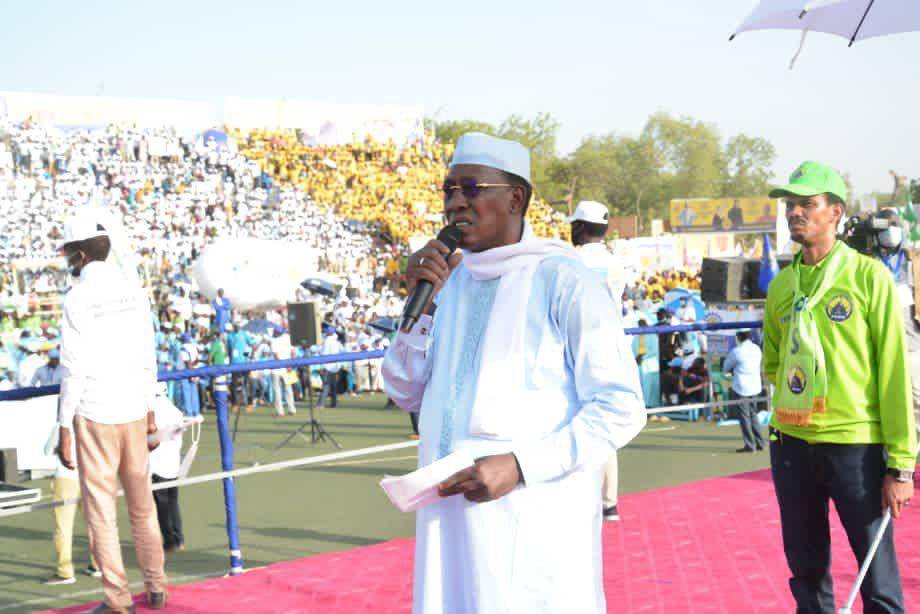 Idriss Deby berpidato dalam kampanye sebelum pemilu 11 April 2021 (Twitter.com/Maréchal Idriss Deby Itno)