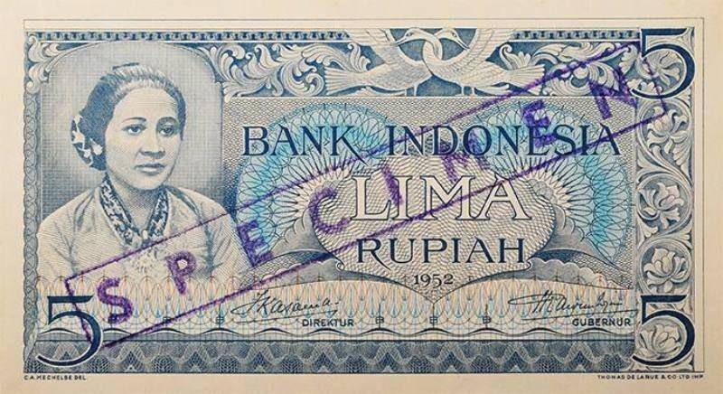 Uang kertas rupiah tahun emisi 1953 bergambar RA Kartini (dok. Bank Indonesia)