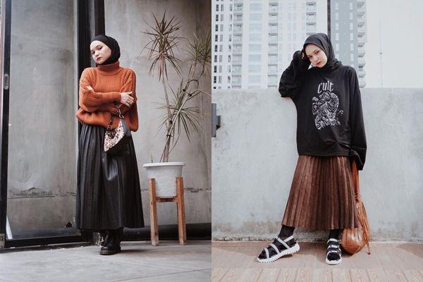 10 Padu Padan Outfit dengan Pleated Skirt ala Soraya Ulfa, Kekinian!
