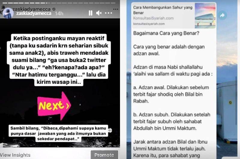 Tangkapan layar Instagram Zaskia Mecca (instagram.com/zaskiadyamecca)