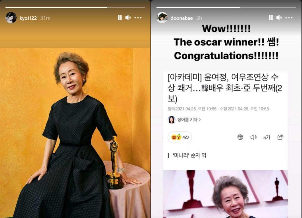 Reaksi Song Hye Kyo dan 9 Artis Korea Atas Piala Oscars Youn Yuh Jung