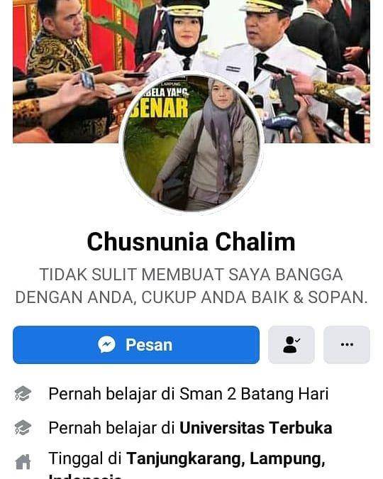 Akun palsu medsos FB wakil Gubernur Lampung Chusnunia Chalim (Nunik) (Instagram/@mbak_nunik)