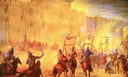 Ilustrasi Mongol menginvasi Baghdad. (camrea.org)