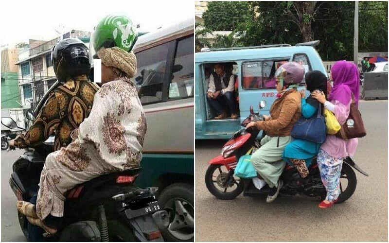 10 Potret Aksi Emak-emak Naik Kendaraan ini Kocak Banget