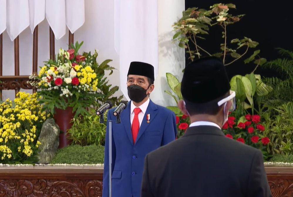 Pelantikan Menteri Kabinet Indonesia Maju, Kepala BRIN, dan Pengucapan Sumpah Anggota Dewas KPK pada Rabu (28/4/2021). (youtube.com/SekretariatPresiden)