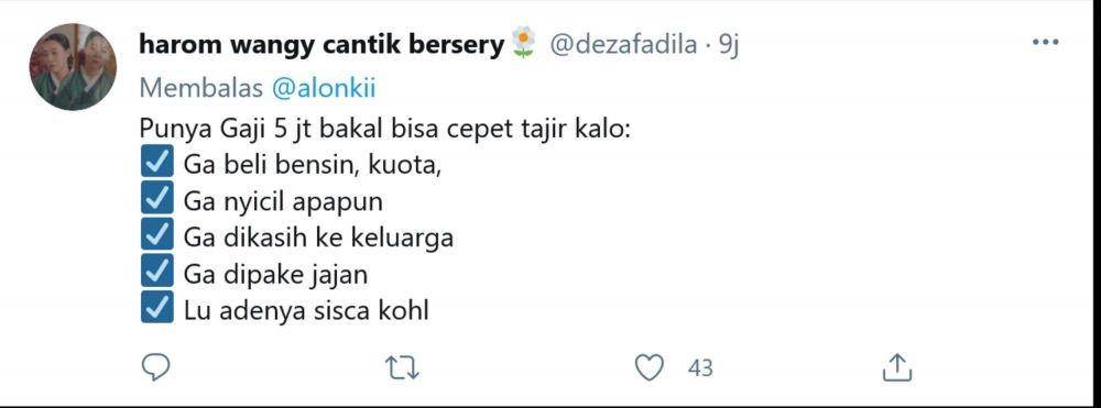 Gaji 5. Twitter.com/dezafadila/