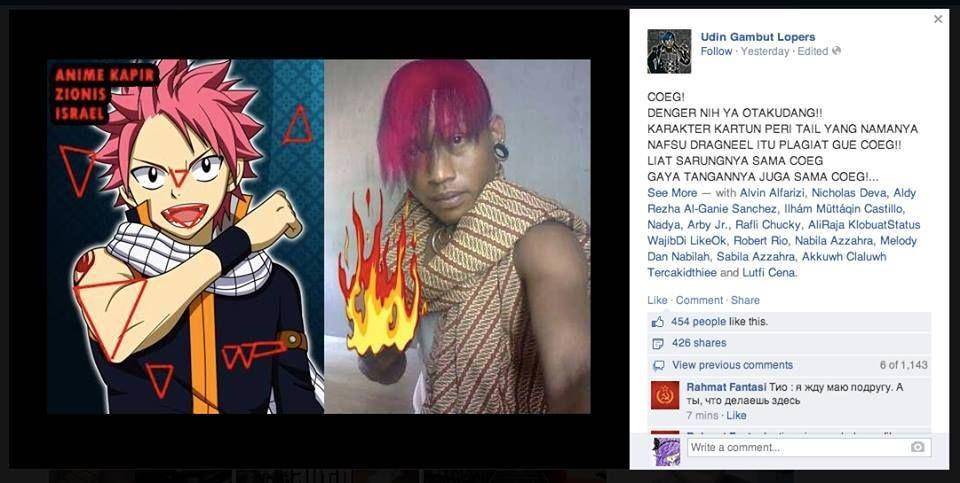 ngaku mirip tokoh anime (facebook.com/GhuzAul253)