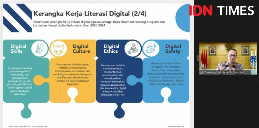 Direktur Jenderal Aplikasi Informatika Kominfo, Semuel Abrijani Pangerapan saat rapat teknis, Selasa (4/5/2021). (IDN Times / Ridho Fauzan)