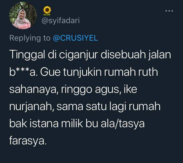 Curhat warganet saat rumahnya dekat artis (twitter.com/syifadari)