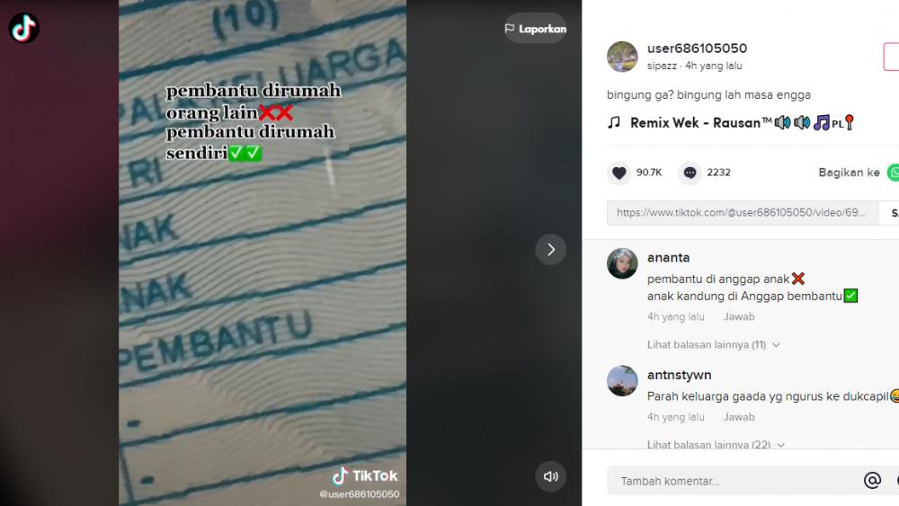Tangkapan layar video KK viral di TikTok. (TikTok.com/@sipazz)