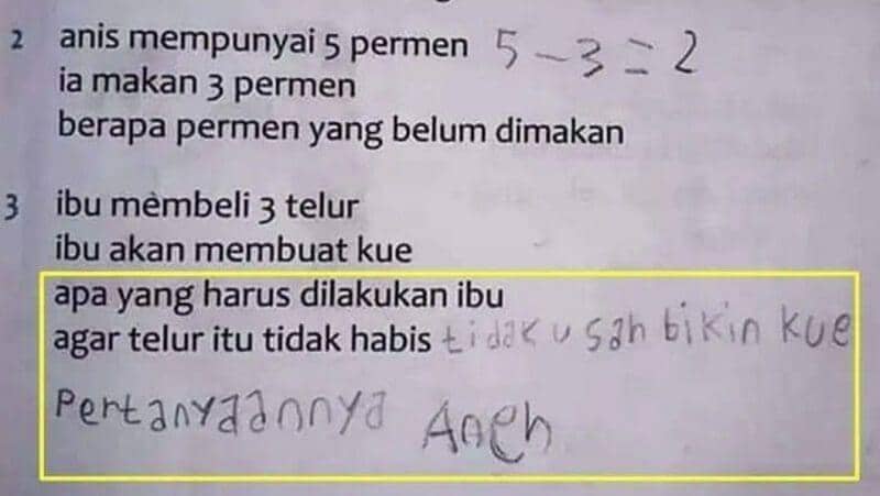 10 Jawaban Soal Ujian Nyeleneh dan Polos ala Anak Sekolah, Ngakak!