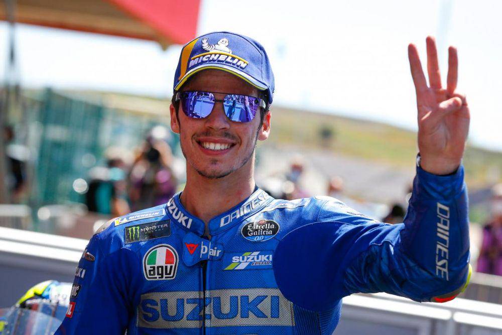 Joan Mir saat finis di posisi ketiga pada GP Portugal (motogp.com)