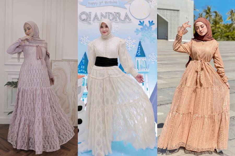 Gamis brokat untuk ibu menyusui (Berbagai sumber)