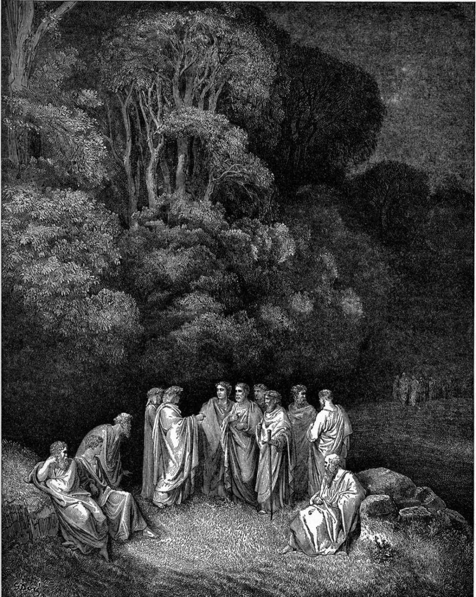 Dante berbicara dengan jiwa-jiwa di Limbo. (eclecticlight.co)