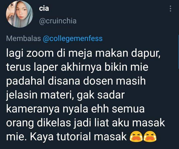 Cuitan netizen saat kuliah online. (twitter.com/cruinchia)